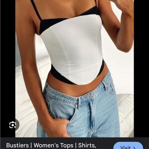 White Fox remind me again Elegant Black and White Bustier Top